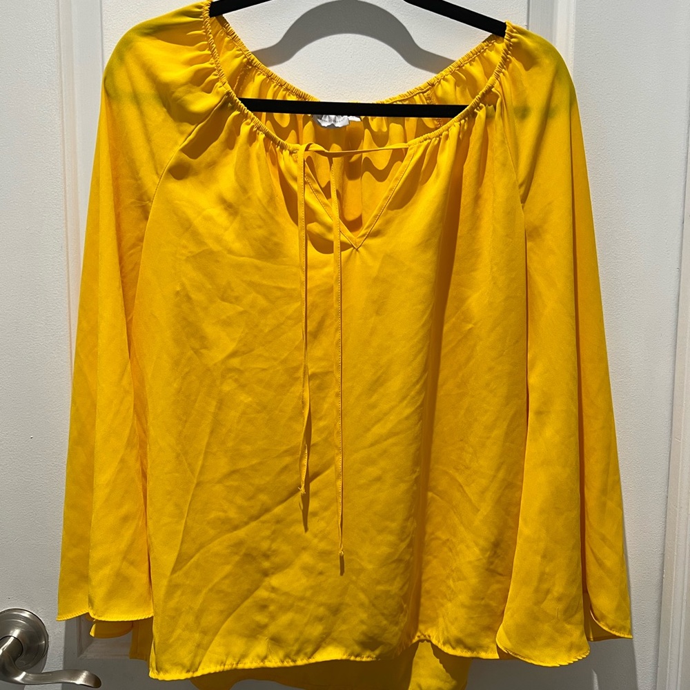 NY&Co Yellow Bell Sleeve Blouse